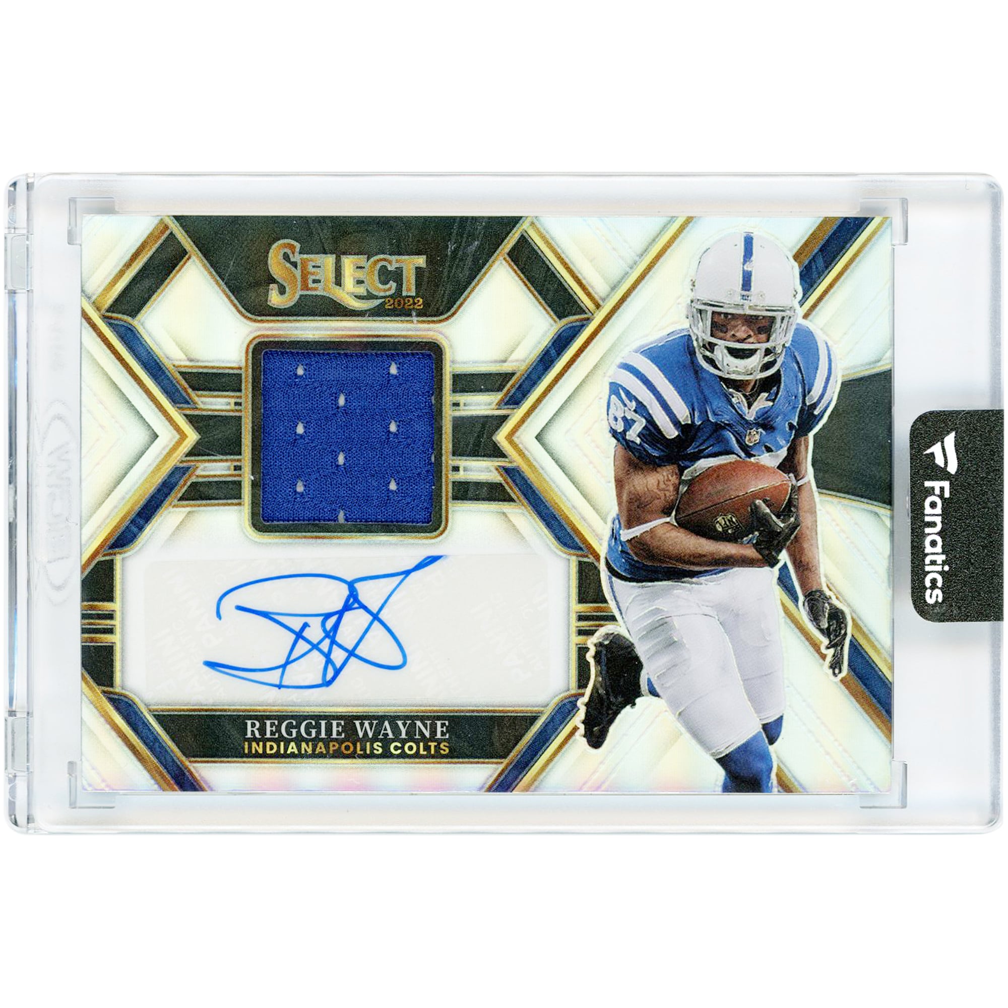 Reggie Wayne Indianapolis Colts Autographed 2022 Panini Select Relic Silver Prizm #SMP-RW #62/199 Card