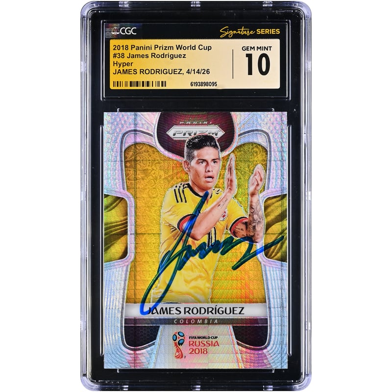 James Rodríguez Colombia National Team Autographed 2018 Panini Prizm World Cup Hyper #38 CGC Fanatics Witnessed Authenticated GEM MINT 10 Card
