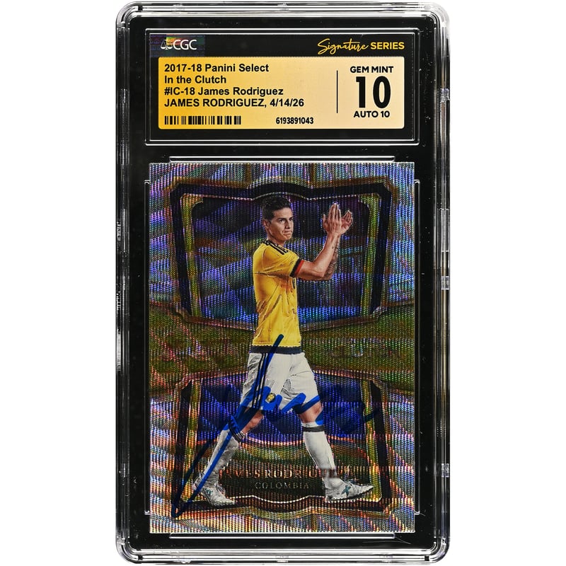 James Rodríguez Colombia National Team Autographed 2017-18 Panini Select In the Clutch #IC-18 CGC Fanatics Witnessed Authenticated 10/10 Card