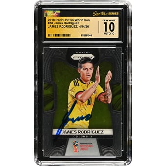 James Rodríguez Colombia National Team Autographed 2018 Panini Prizm World Cup #38 CGC Fanatics Witnessed Authenticated /10 Card