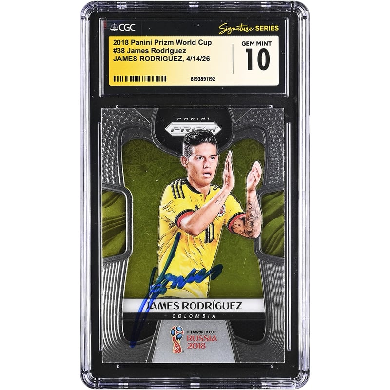James Rodríguez Colombia National Team Autographed 2018 Panini Prizm World Cup #38 CGC Fanatics Witnessed Authenticated GEM MINT 10 Card