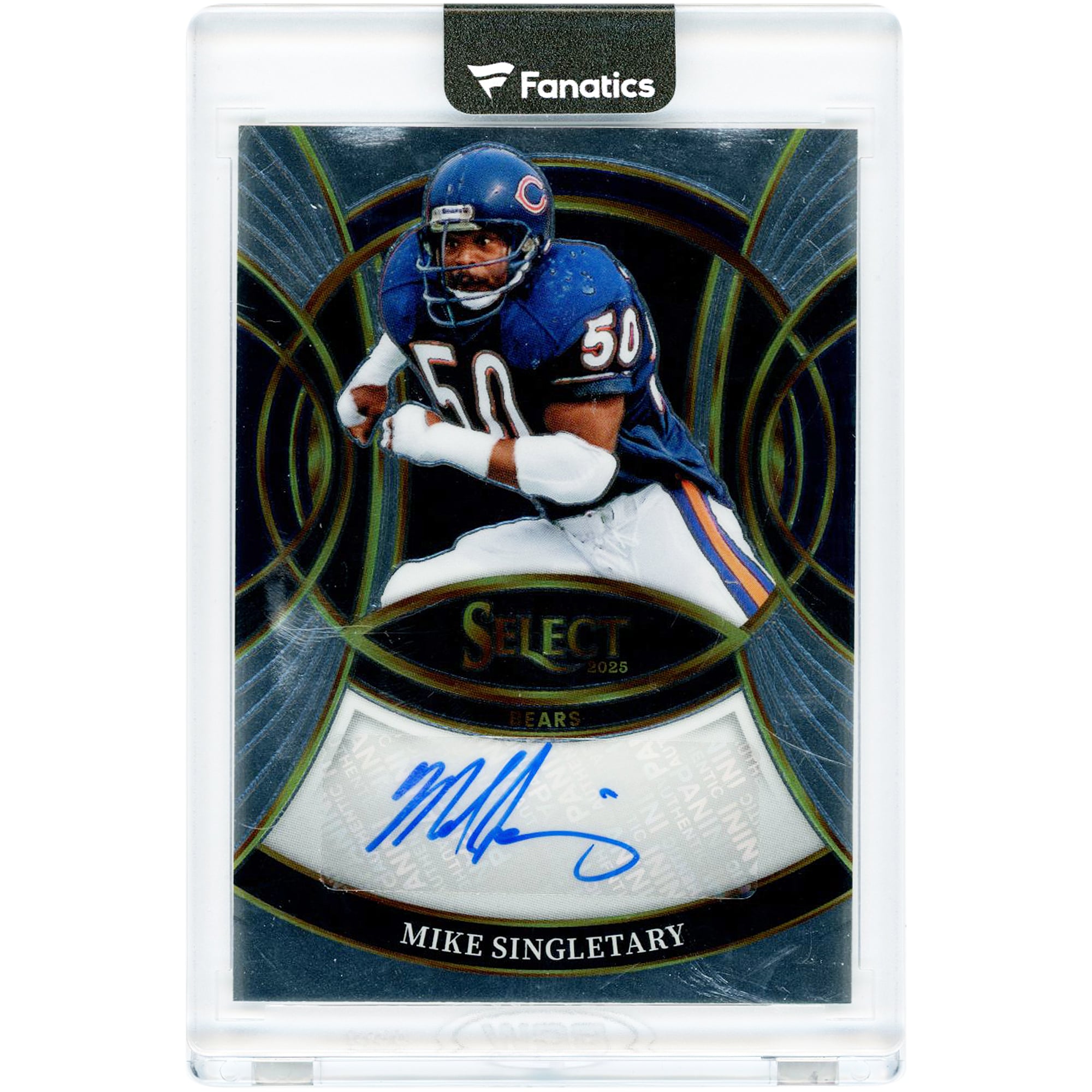 Mike Singletary Chicago Bears Autographed 2025 Panini Select Silver Prizm #SP-MSY Card. rookie card picture