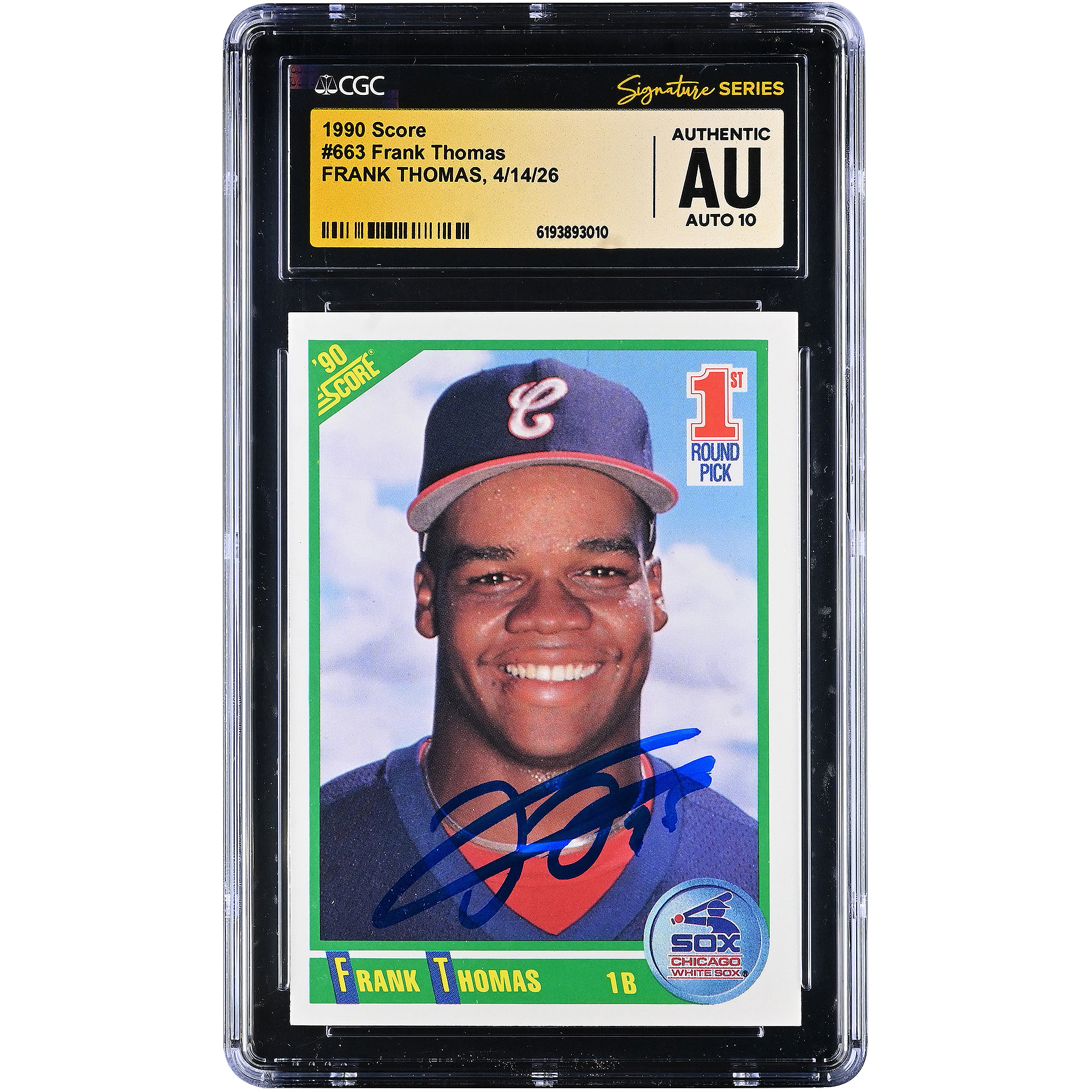 Frank Thomas Chicago White Sox Autographed 1990 Score #663 CGC Fanatics Witnessed Authenticated AUTO 10 Rookie Card