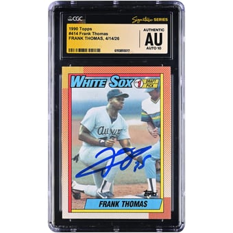 Frank Thomas Chicago White Sox Autographed 1990 Topps #414 CGC Fanatics Witnessed Authenticated AUTO 10 Rookie Card