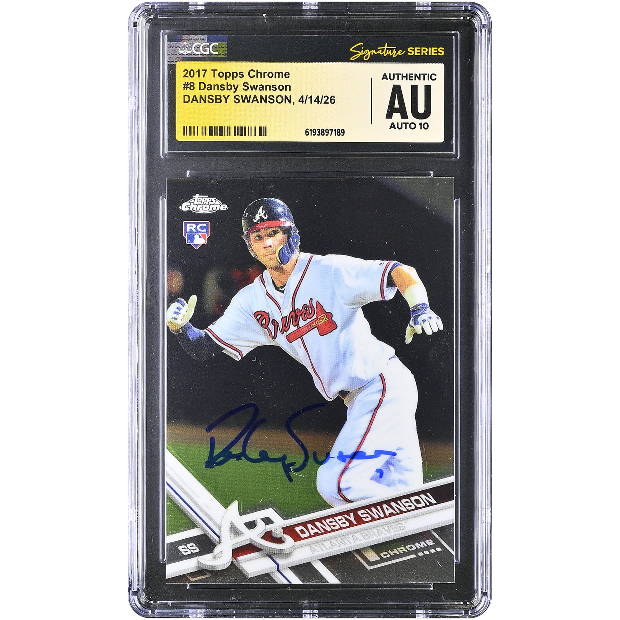 Dansby Swanson Atlanta Braves Autographed 2017 Topps Chrome #8 CGC Fanatics Witnessed Authenticated AUTO 10 Rookie Card
