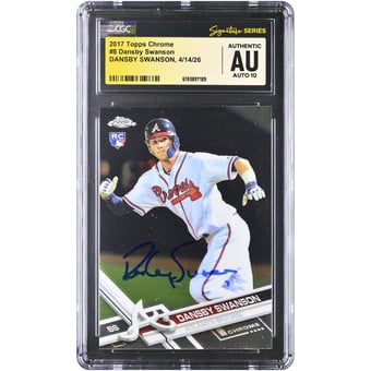 Dansby Swanson Atlanta Braves Autographed 2017 Topps Chrome #8 CGC Fanatics Witnessed Authenticated AUTO 10 Rookie Card
