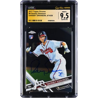Dansby Swanson Atlanta Braves Autographed 2017 Topps Chrome #8 CGC Fanatics Witnessed Authenticated 9.5/10 Rookie Card