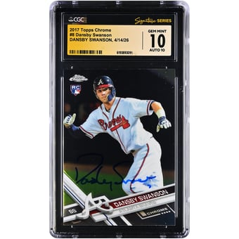 Dansby Swanson Atlanta Braves Autographed 2017 Topps Chrome #8 CGC Fanatics Witnessed Authenticated 10/10 Rookie Card