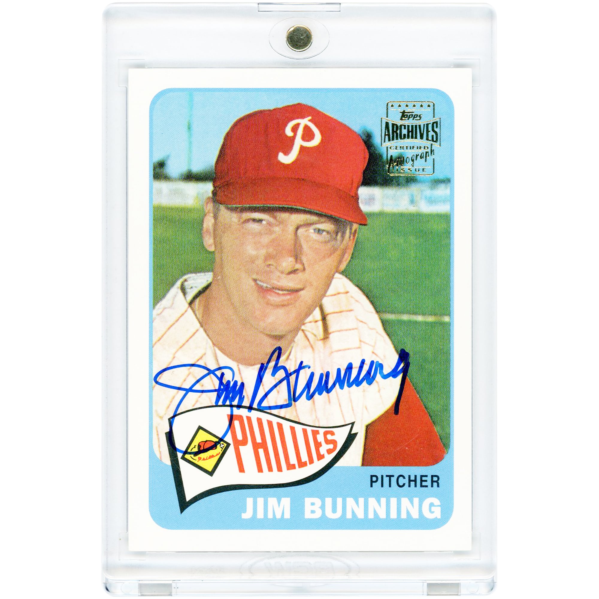 Jim Bunning Philadelphia Phillies Autographed 2002 Topps Archives #TAA-JBU Card. rookie card picture