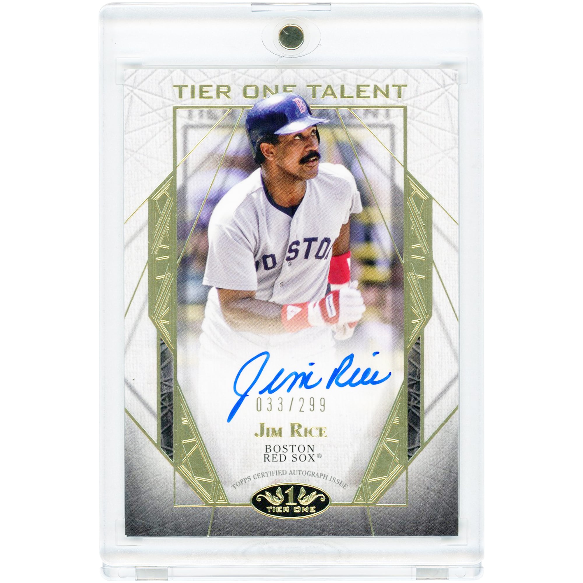 Tarjeta autografiada de Jim Rice de los Boston Red Sox, edición 2022 de Topps Tier One Tier One Talent #T1TA-JR #33/299
