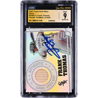 Frank Thomas Chicago White Sox Autographed 2005 Topps Pack Wars Relics #PWR-FT CGC Fanatics Witnessed Authenticated 9/10 Card