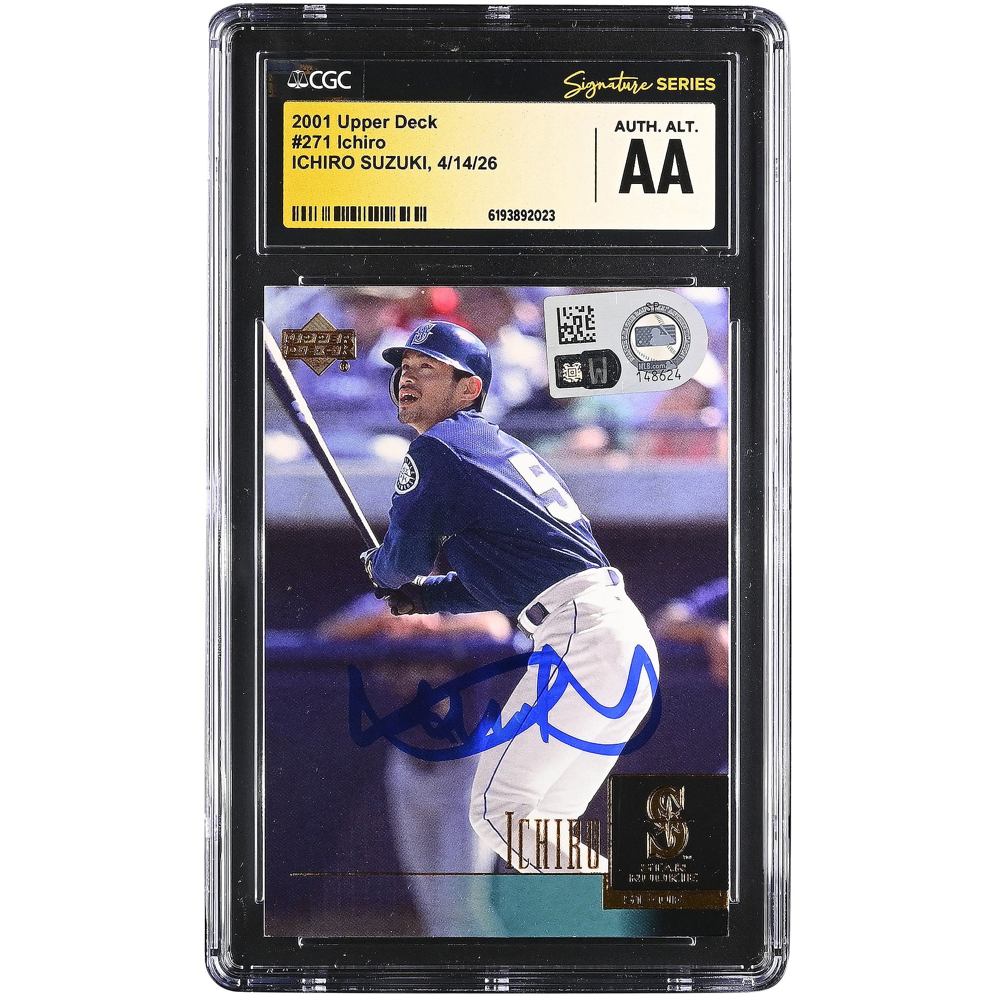 Ichiro Suzuki Seattle Mariners Autographed 2001 Upper Deck #271 CGC Fanatics Witnessed Authenticated AUTH ALT. Rookie Card