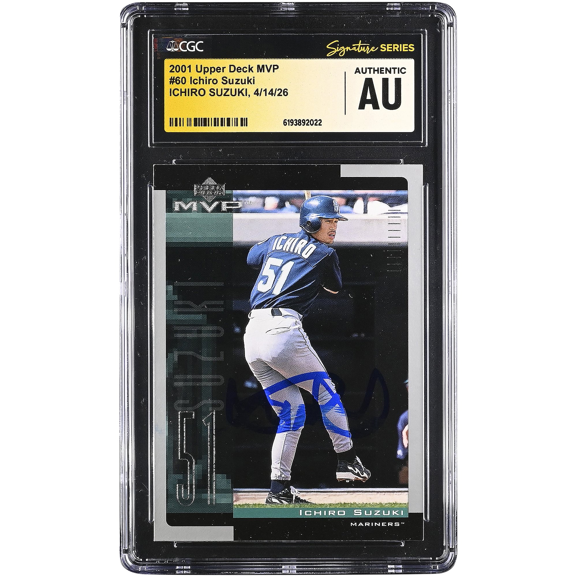 Ichiro Suzuki Seattle Mariners Autographed 2001 Upper Deck MVP #60 CGC Fanatics Witnessed Authenticated Rookie Card