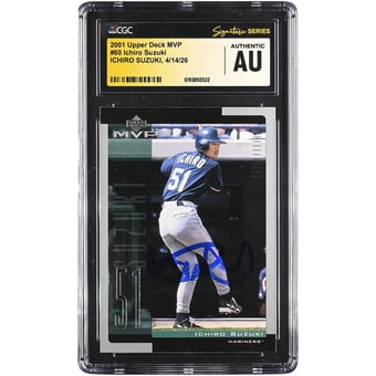 Ichiro Suzuki Seattle Mariners Autographed 2001 Upper Deck MVP #60 CGC Fanatics Witnessed Authenticated Rookie Card