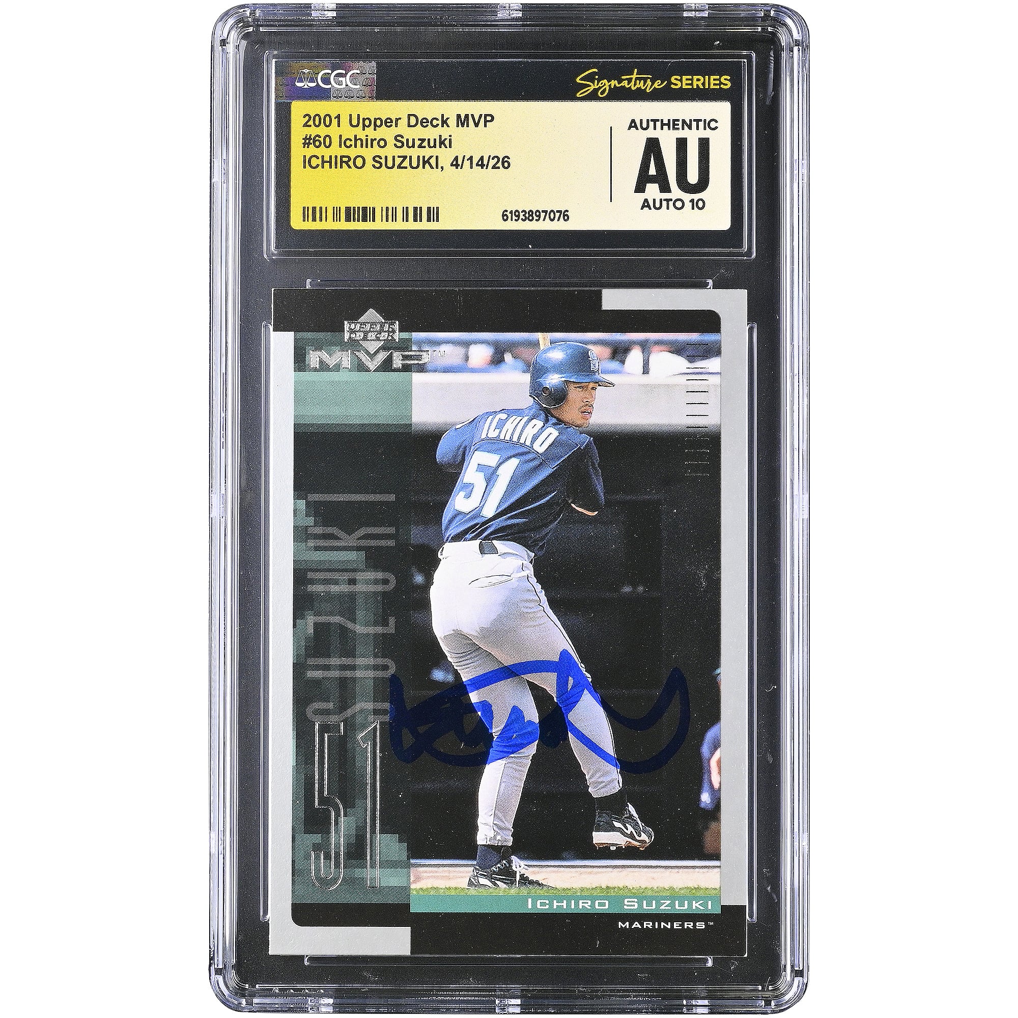 Ichiro Suzuki Seattle Mariners Autographed 2001 Upper Deck MVP #60 CGC Fanatics Witnessed Authenticated AUTO 10 Rookie Card