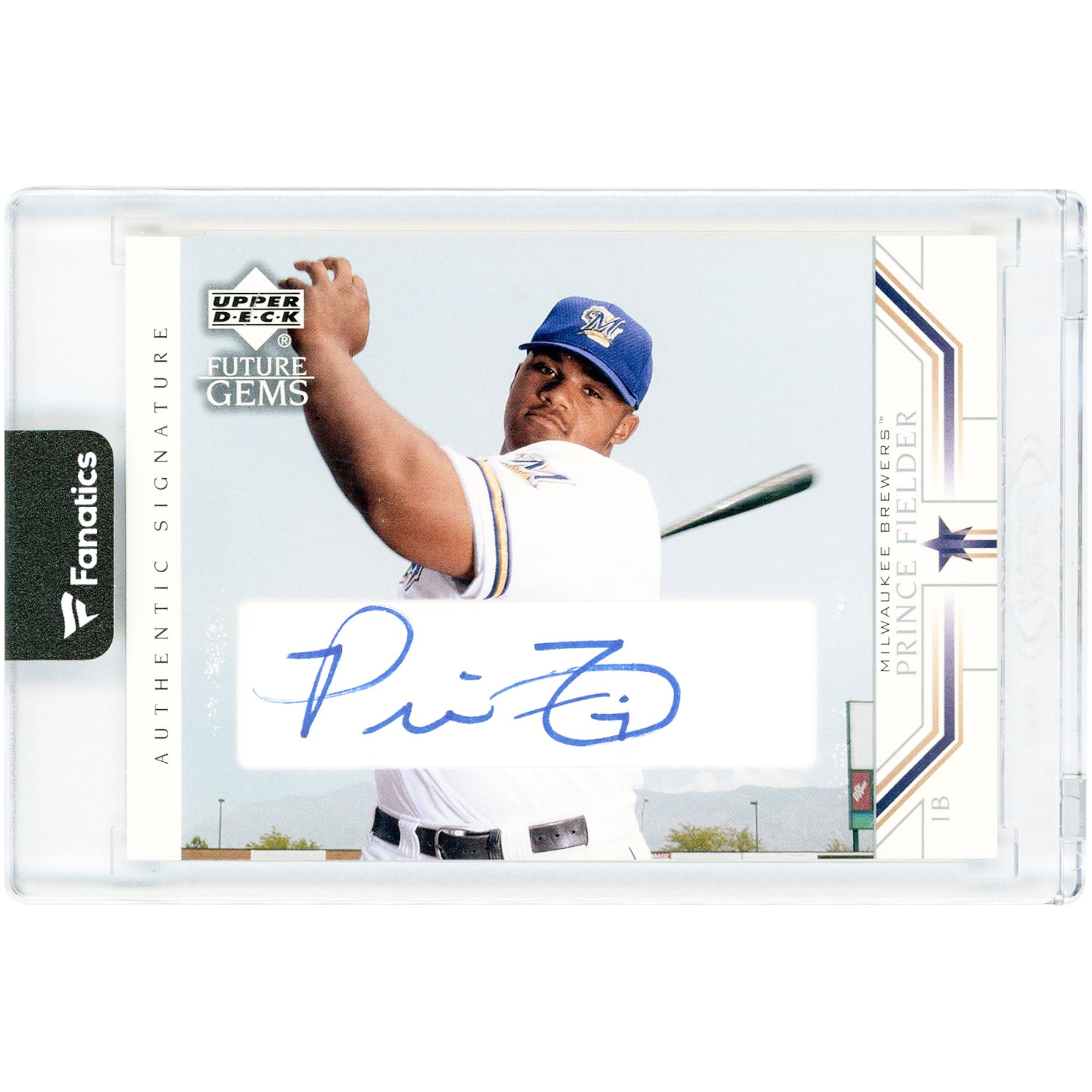 Prince Fielder Milwaukee Brewers Autographed 2002 Upper Deck Future Gems #92 Rookie Card. rookie card picture