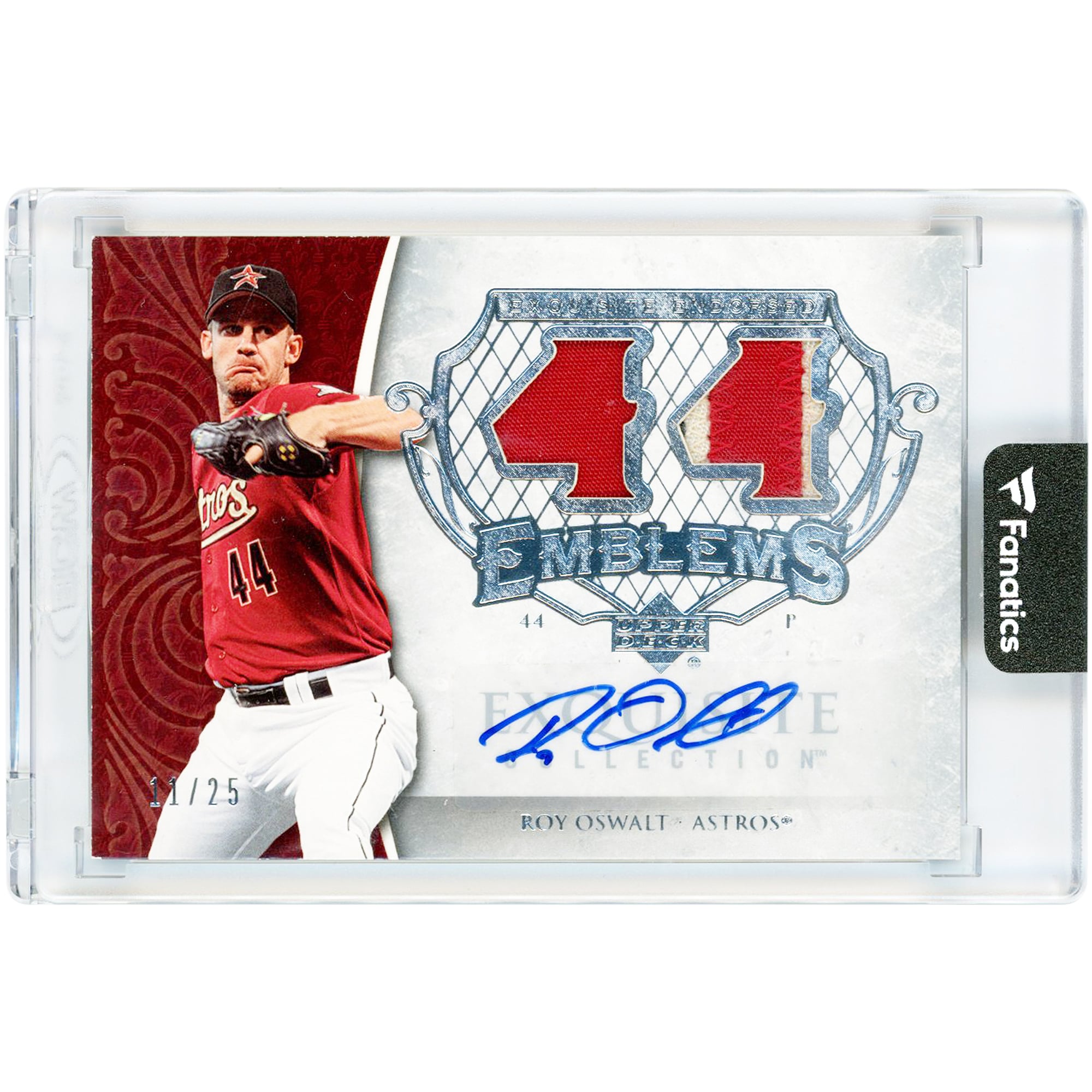 Roy Oswalt Houston Astros Autographed 2006 Upper Deck Exquisite Collection Dual Multi Color Game Used Relics #EE-RO #11/25 Card. rookie card picture