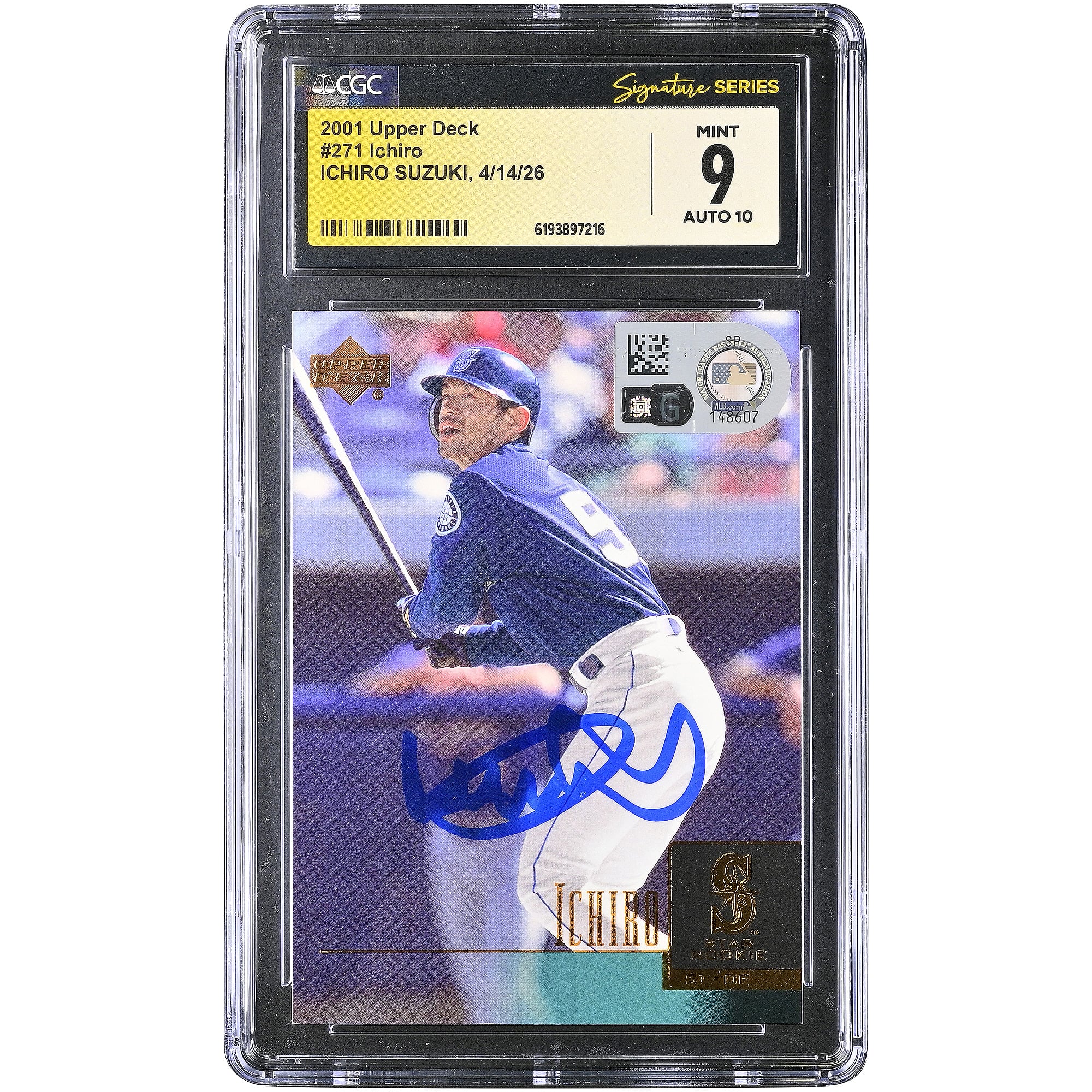 Ichiro Suzuki Seattle Mariners Autographed 2001 Upper Deck #271 CGC Fanatics Witnessed Authenticated /10 Rookie Card