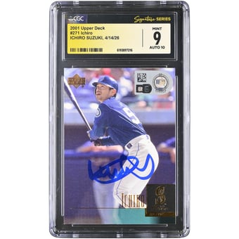 Ichiro Suzuki Seattle Mariners Autographed 2001 Upper Deck #271 CGC Fanatics Witnessed Authenticated /10 Rookie Card