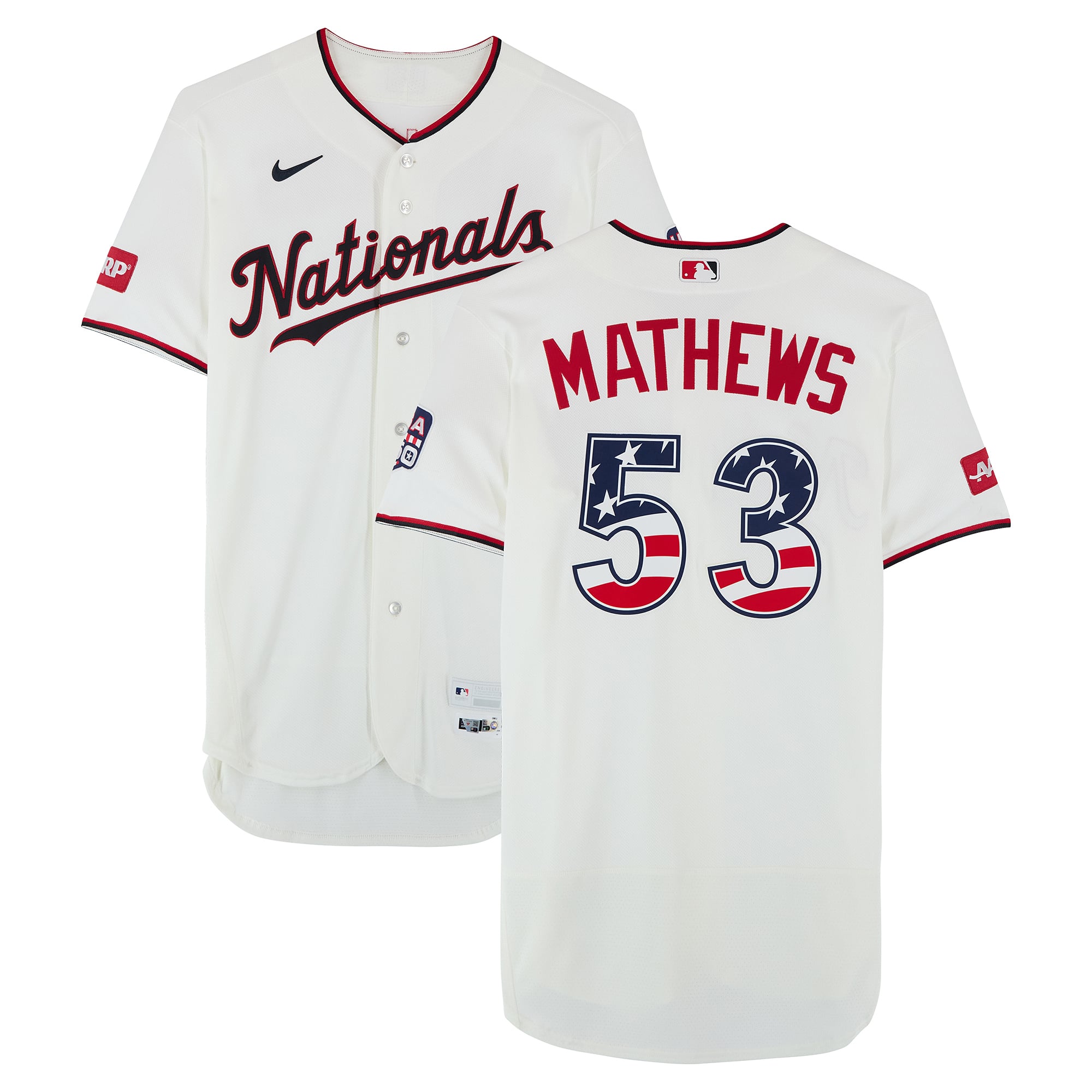 Simon Mathews Washington Nationals Game-Used #53 White Nike Jersey vs. Pittsburgh Pirates on July 4, 2026 Simon Mathews
