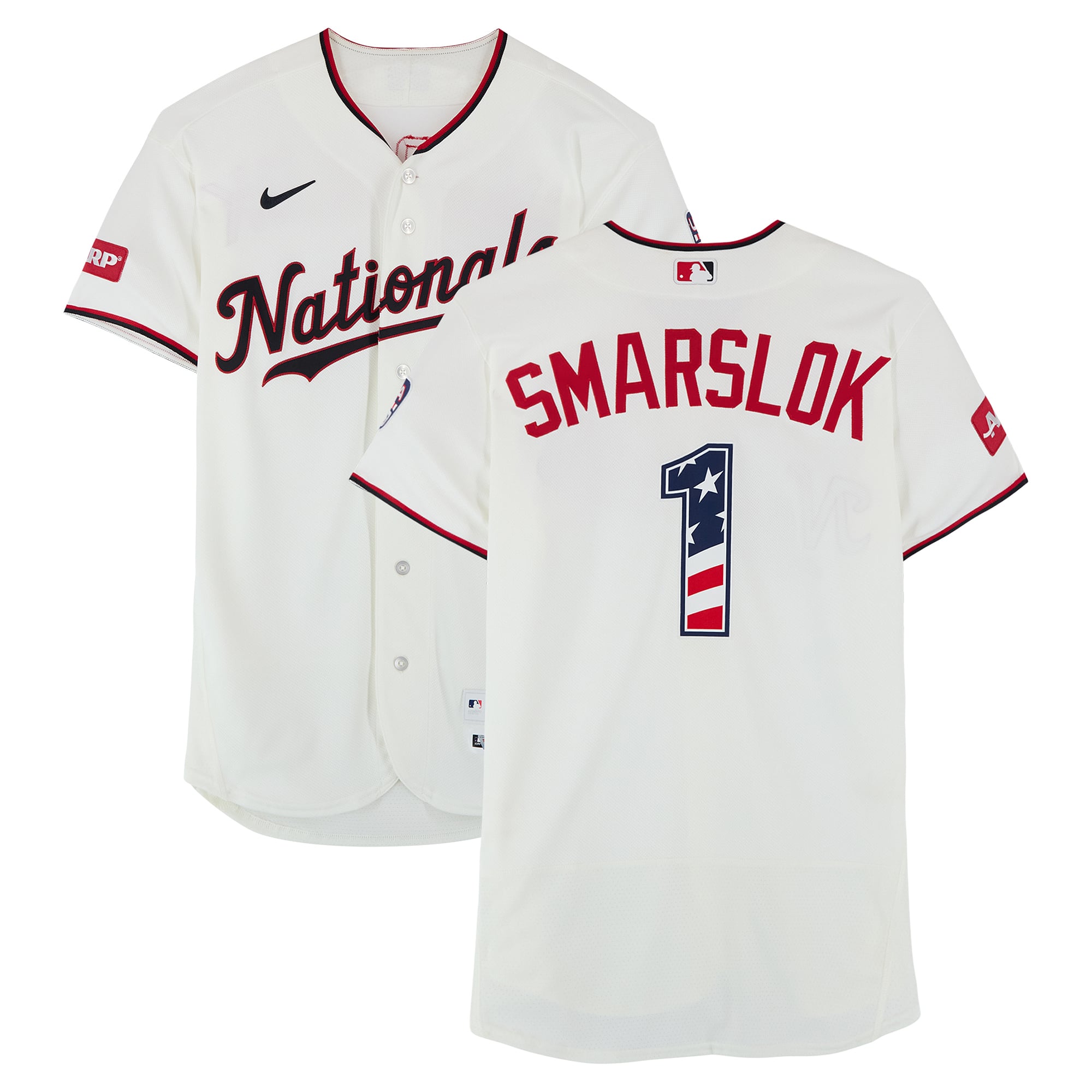 Tyler Smarslok Washington Nationals Game-Used #1 White Nike Jersey vs. Pittsburgh Pirates on July 4, 2026