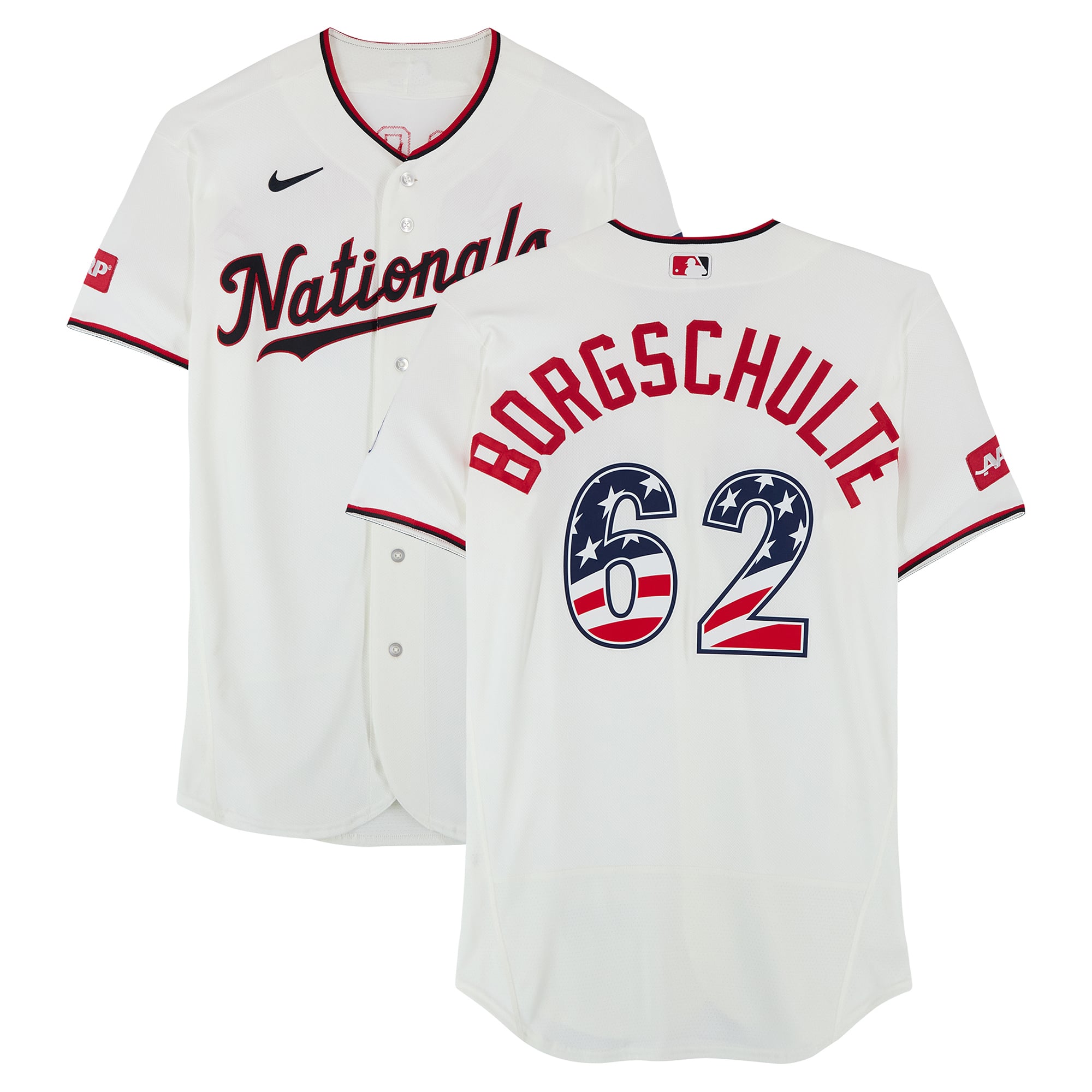 Matt Borgschulte Washington Nationals Game-Used #62 White Nike Jersey vs. Pittsburgh Pirates on July 4, 2026 Matt Borgschulte