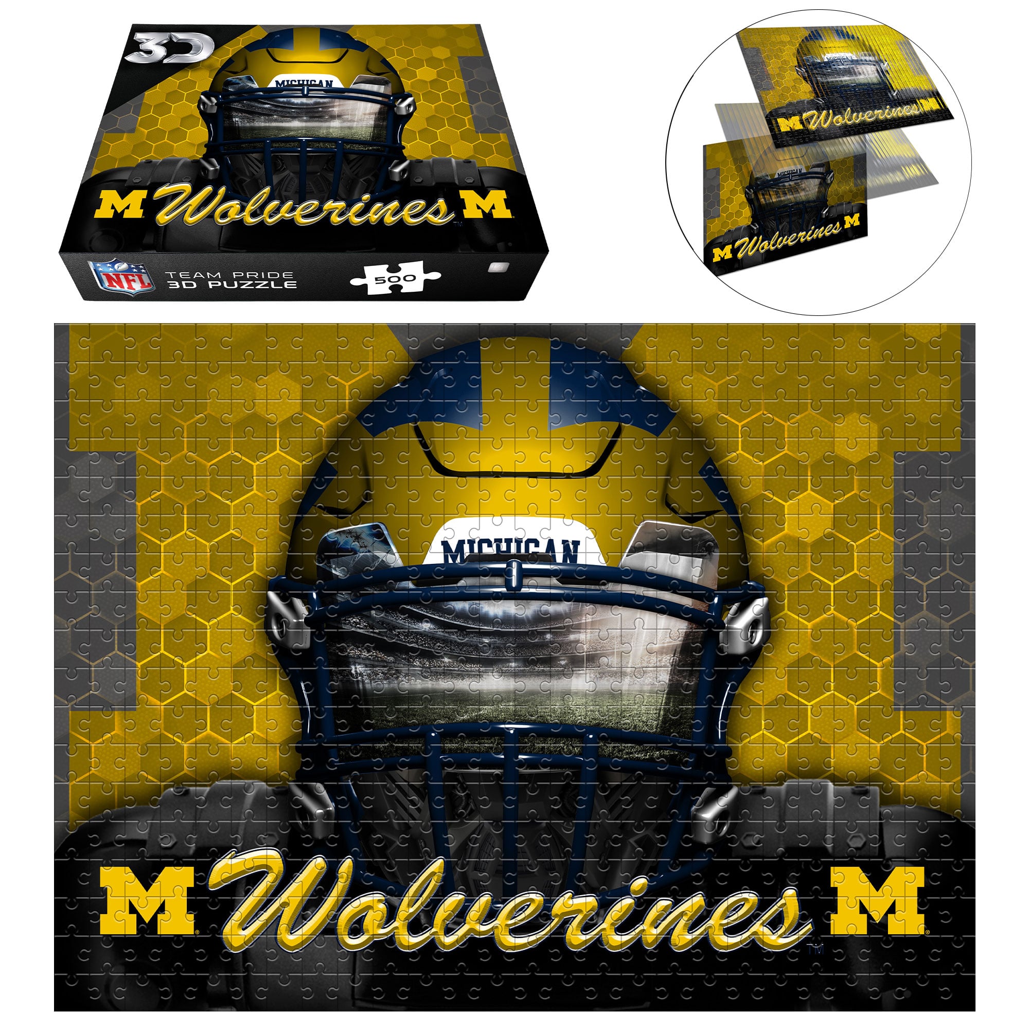 Michigan Wolverines 18" x 24" 3D Lenticular Facemask Puzzle