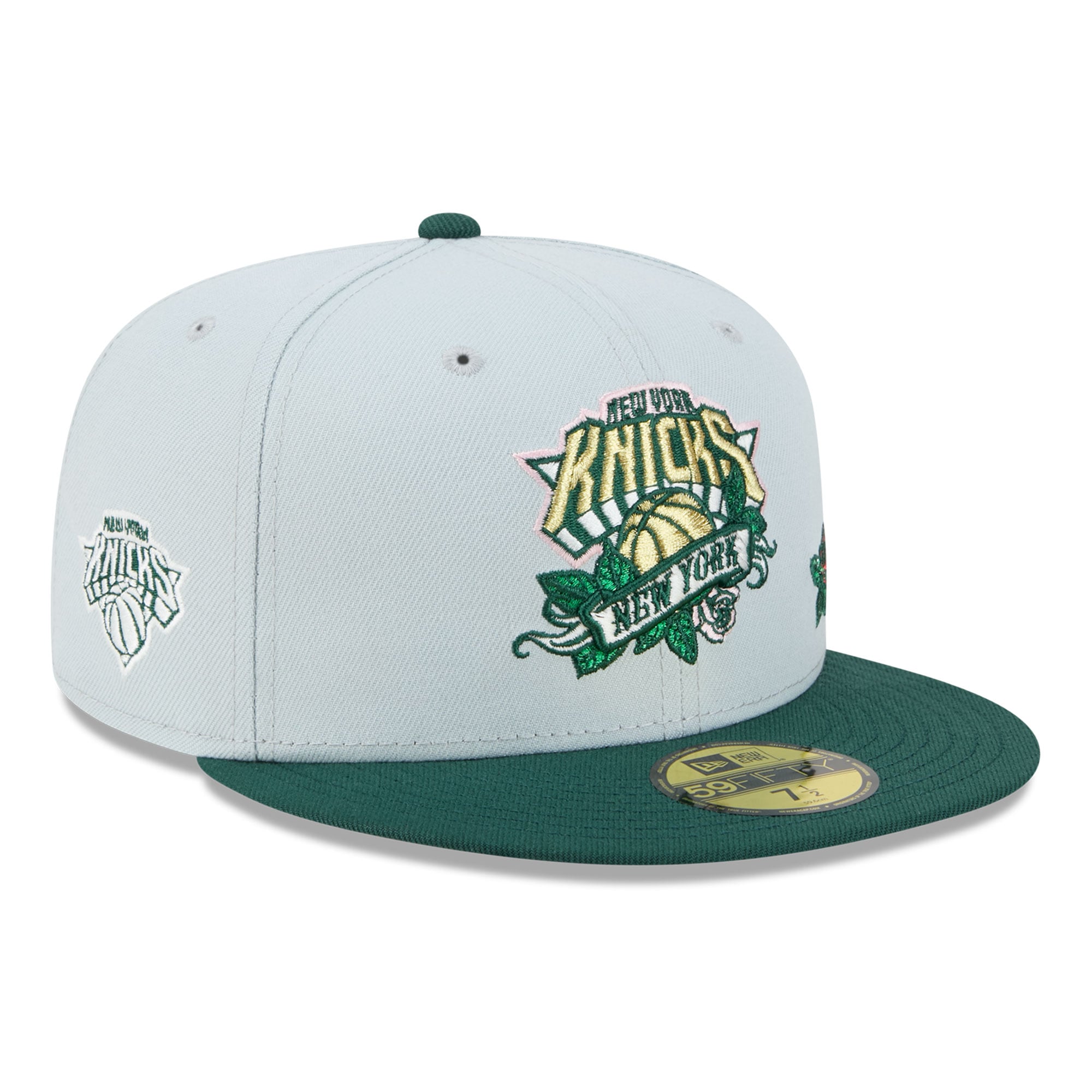 New Era Men's Gray/Green New York Knicks Rose Banner 59FIFTY Fitted Hat - Gray, Green