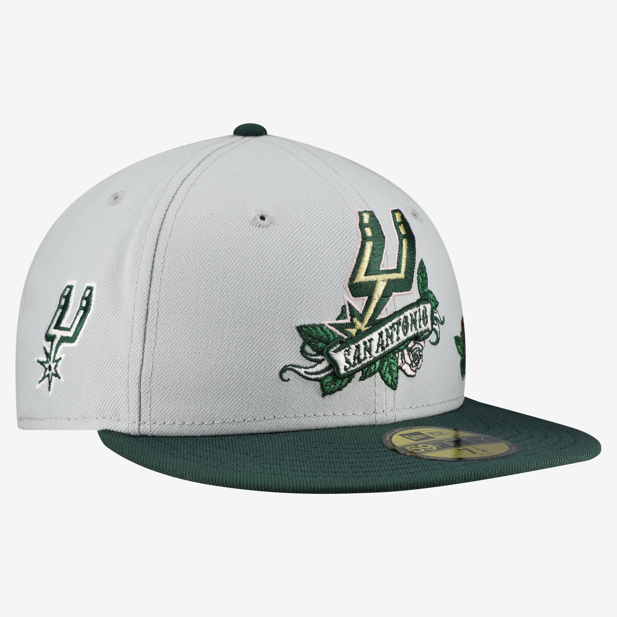 Men's New Era  Gray/Green San Antonio Spurs Rose Banner 59FIFTY Fitted Hat