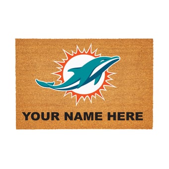 Miami Dolphins 24" x 36" Team Logo Personalized Coir Door Mat