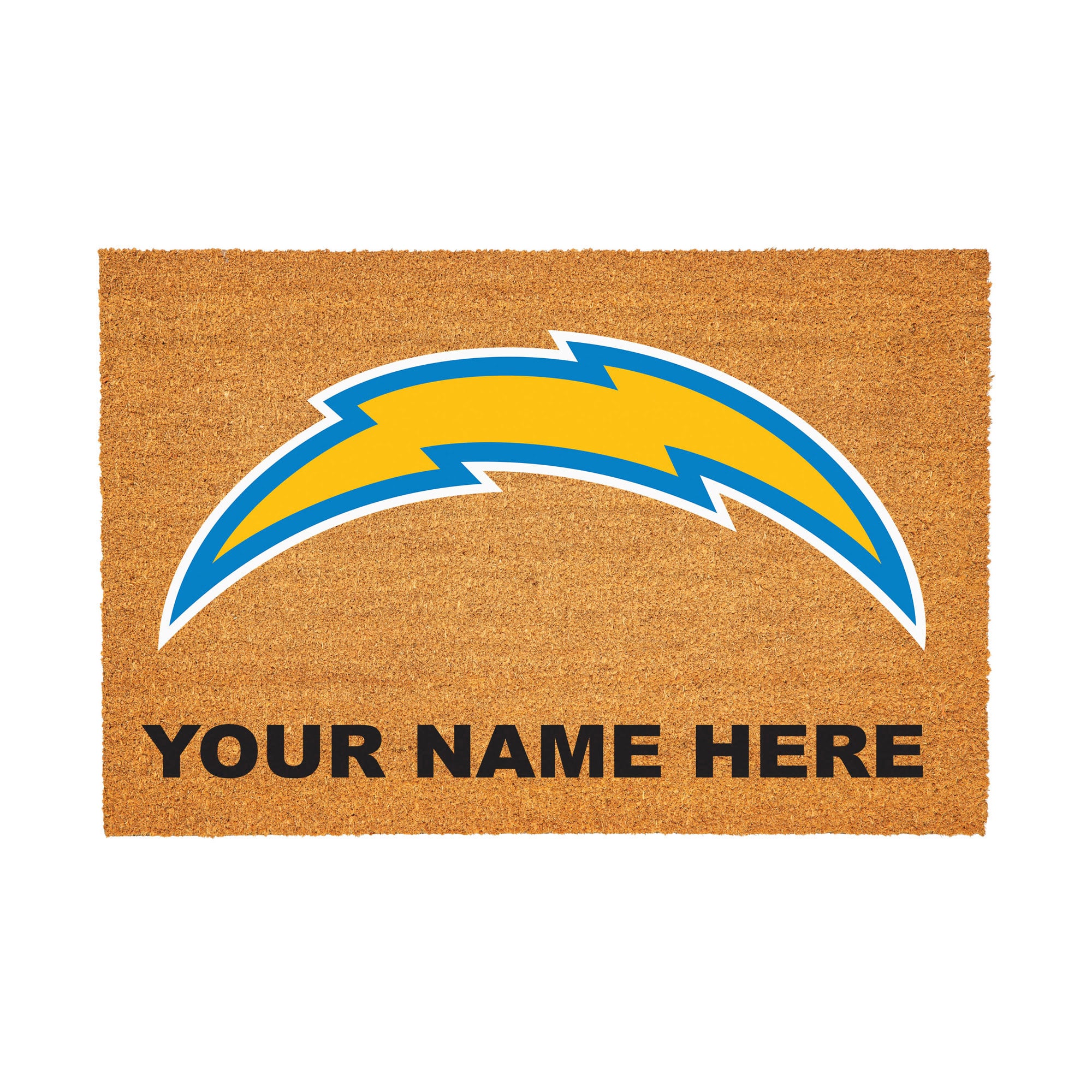 Los Angeles Chargers 24" x 36" Team Logo Personalized Coir Door Mat