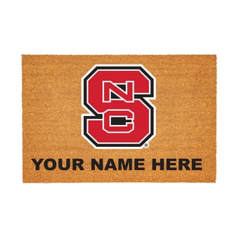NC State Wolfpack 24" x 36" Team Logo Personalized Coir Door Mat