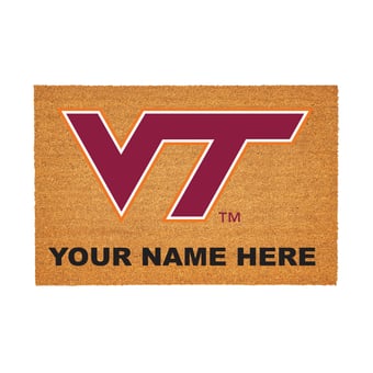 Virginia Tech Hokies 24" x 36" Team Logo Personalized Coir Door Mat