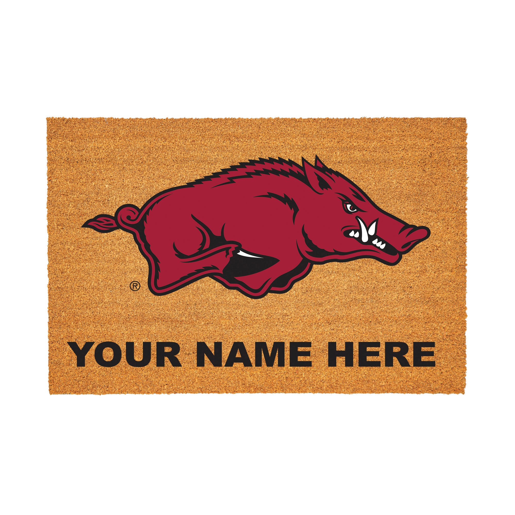 Arkansas Razorbacks 24" x 36" Team Logo Personalized Coir Door Mat