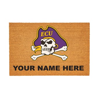 ECU Pirates 24" x 36" Team Logo Personalized Coir Door Mat