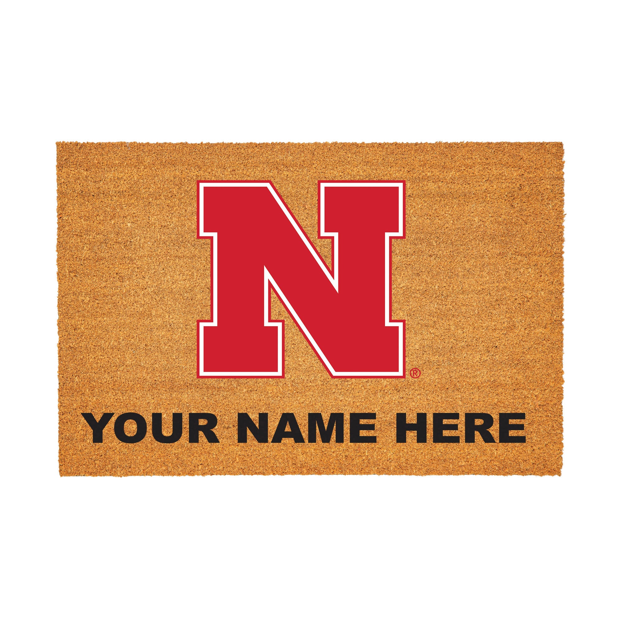 Nebraska Huskers 24" x 36" Team Logo Personalized Coir Door Mat