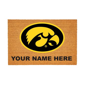 Iowa Hawkeyes 24" x 36" Team Logo Personalized Coir Door Mat