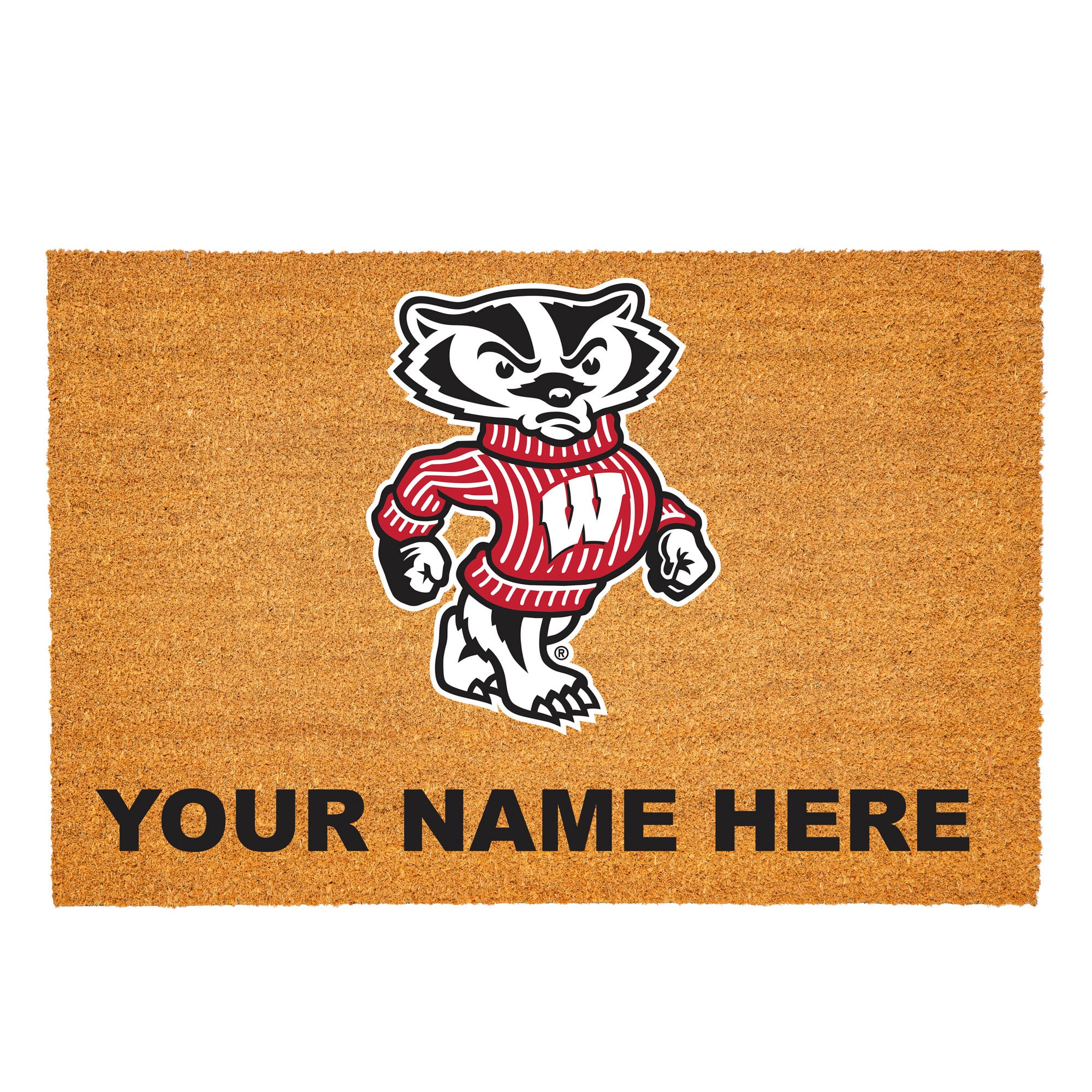 Wisconsin Badgers 24" x 36" Team Logo Personalized Coir Door Mat