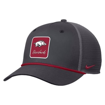 Men's Nike  Anthracite Arkansas Razorbacks Primetime Logo Script Rise Rope Trucker Adjustable Hat