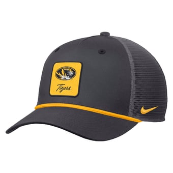 Men's Nike  Anthracite Missouri Tigers Primetime Logo Script Rise Rope Trucker Adjustable Hat
