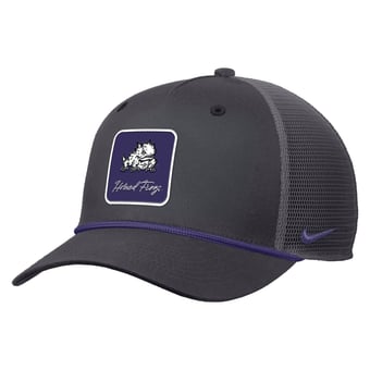 Men's Nike  Anthracite TCU Horned Frogs Primetime Logo Script Rise Rope Trucker Adjustable Hat
