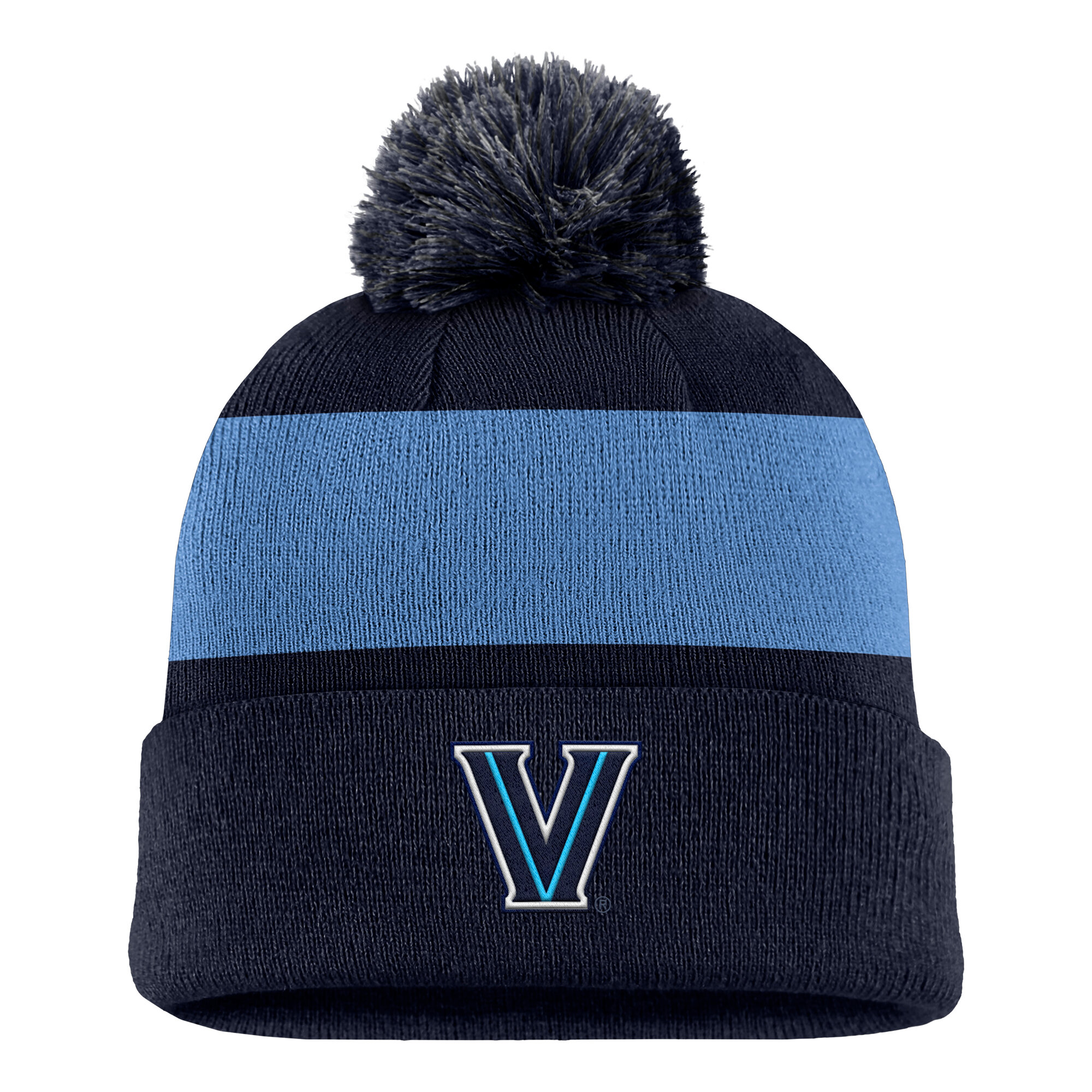 Men's Nike Navy Villanova Wildcats Primetime Logo Stripe Knit Hat with Pom