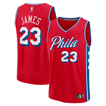 Youth Fanatics LeBron James Red Philadelphia 76ers Fast Break Replica Jersey - Statement Edition