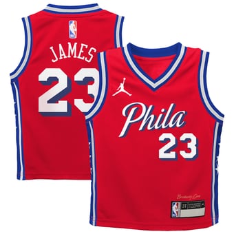 Preschool Jordan Brand LeBron James Red Philadelphia 76ers Swingman Jersey - Statement Edition