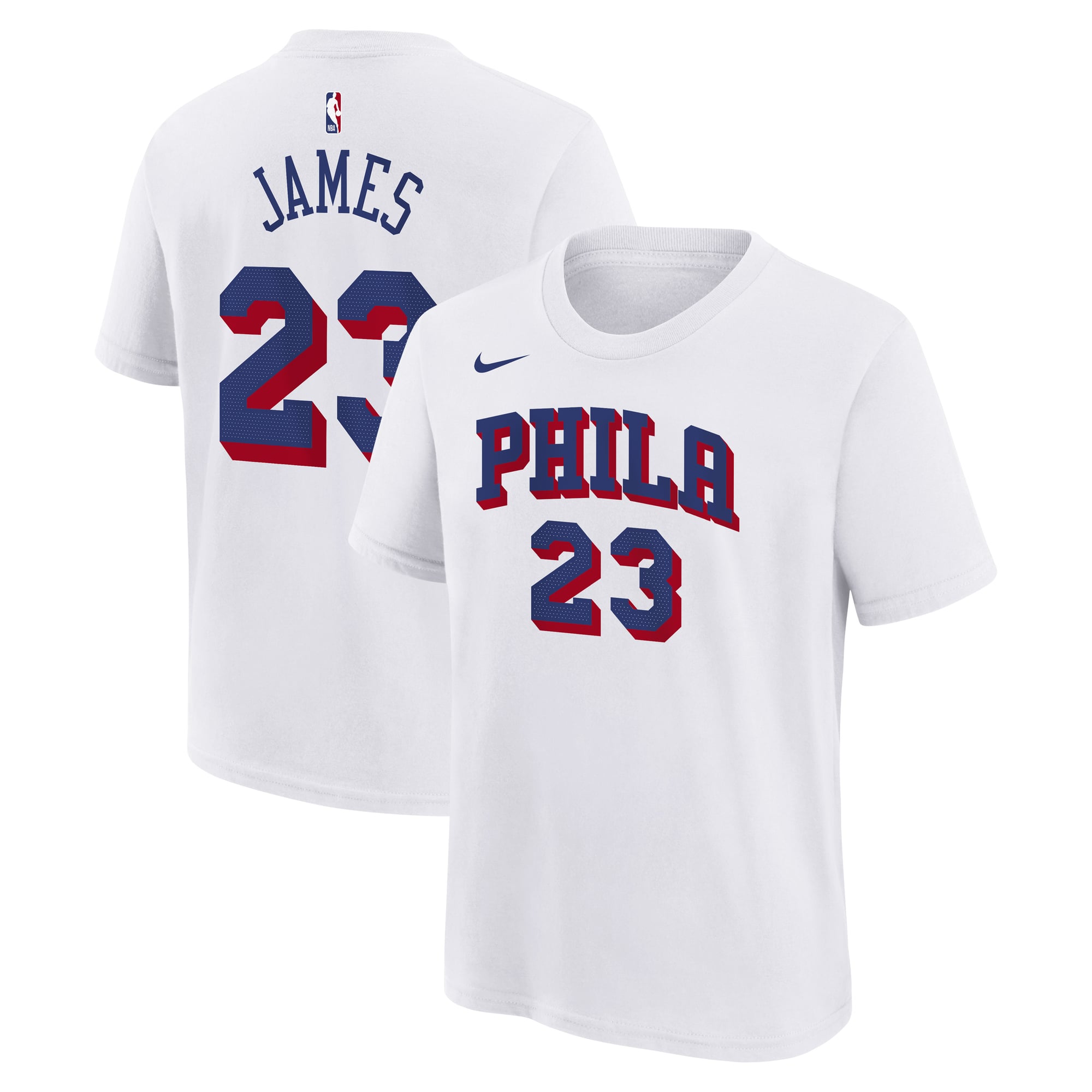 Nike Big Boys and Girls LeBron James White Philadelphia 76ers Association Name Number T-Shirt - White