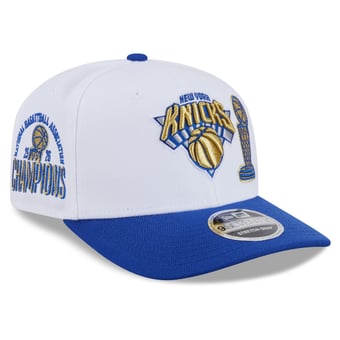 Men's New Era White/Blue New York Knicks 2026 NBA Finals Champions Ring Ceremony 9SEVENTY Adjustable Hat