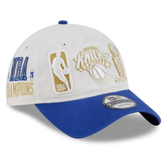 Men's New Era White/Blue New York Knicks 2026 NBA Finals Champions Locker Room Ring Ceremony 9TWENTY Adjustable Hat