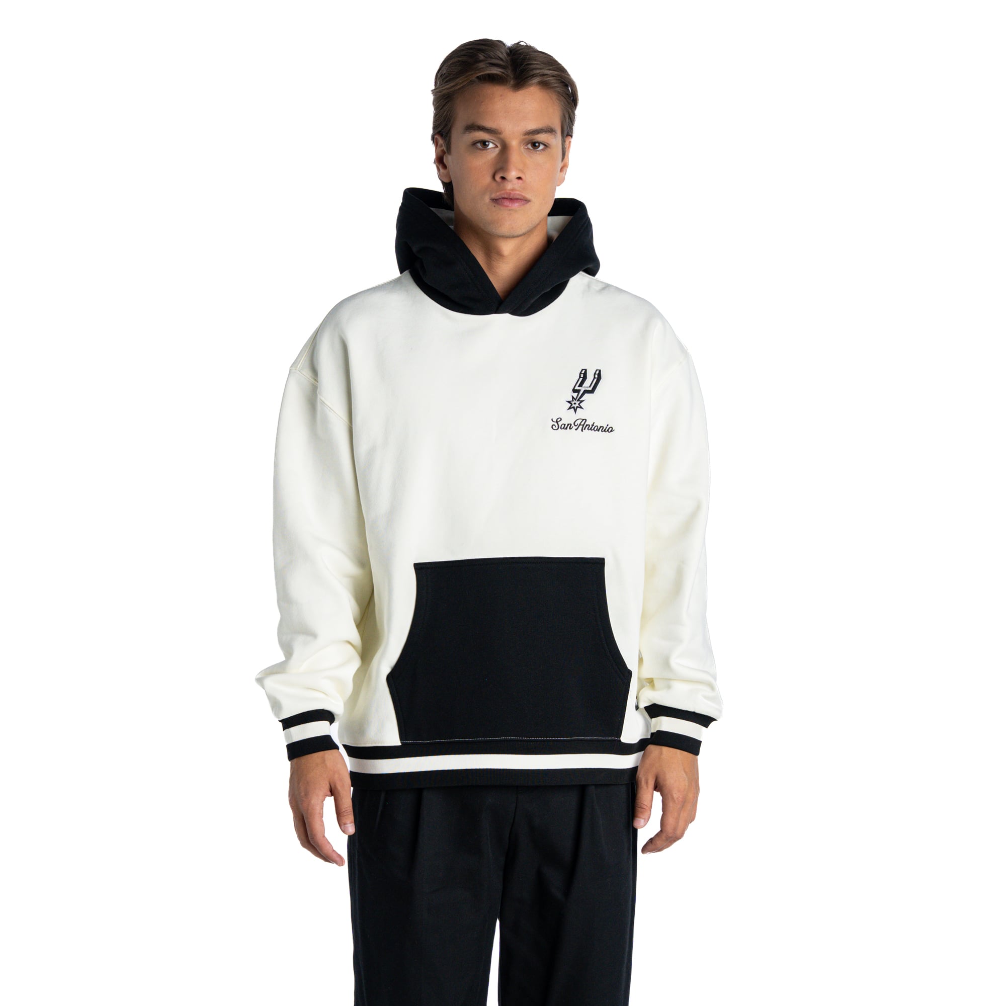 Unisex The Wild Collective  White/Black San Antonio Spurs Colorblock Hoodie