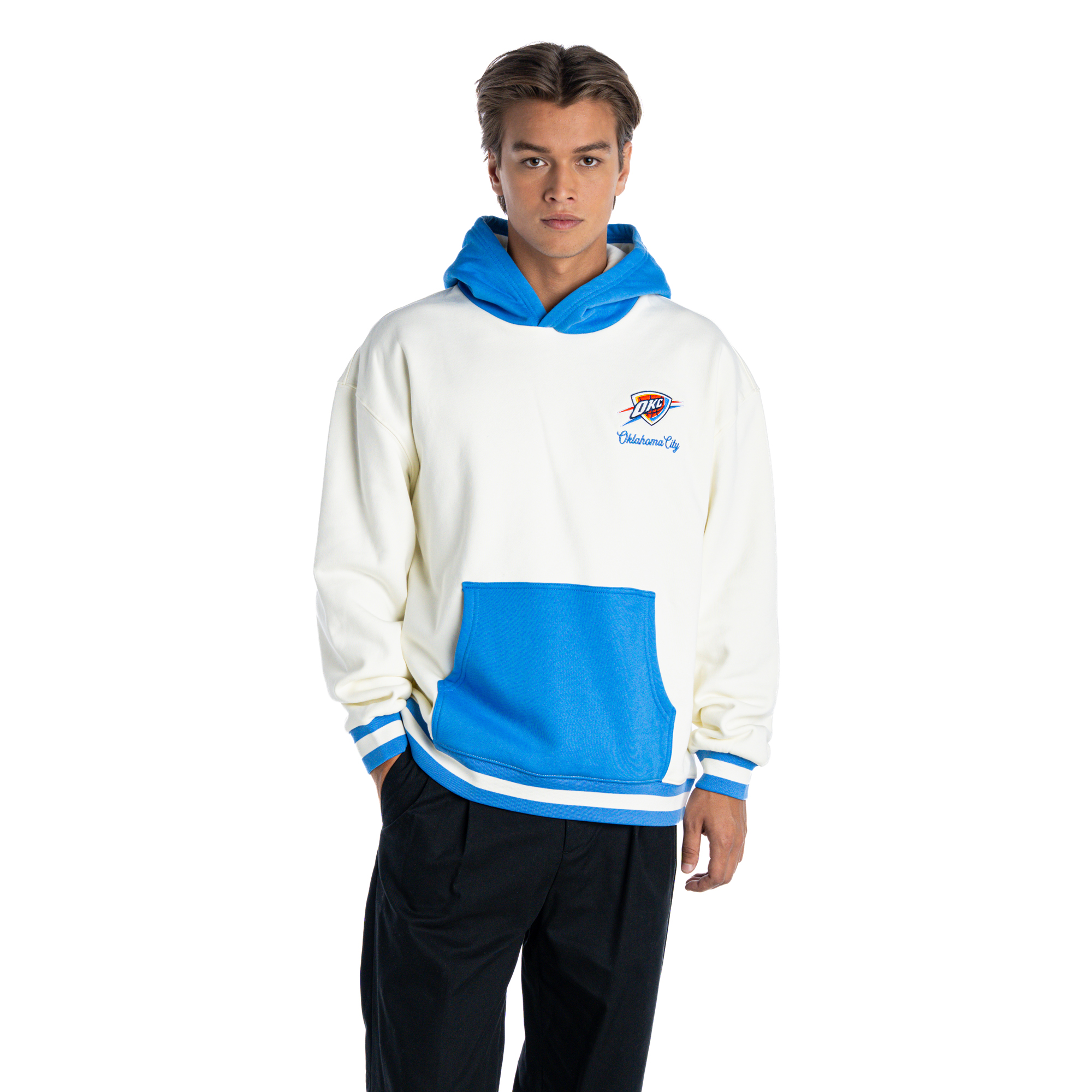 Unisex The Wild Collective  White/Blue Oklahoma City Thunder Colorblock Hoodie