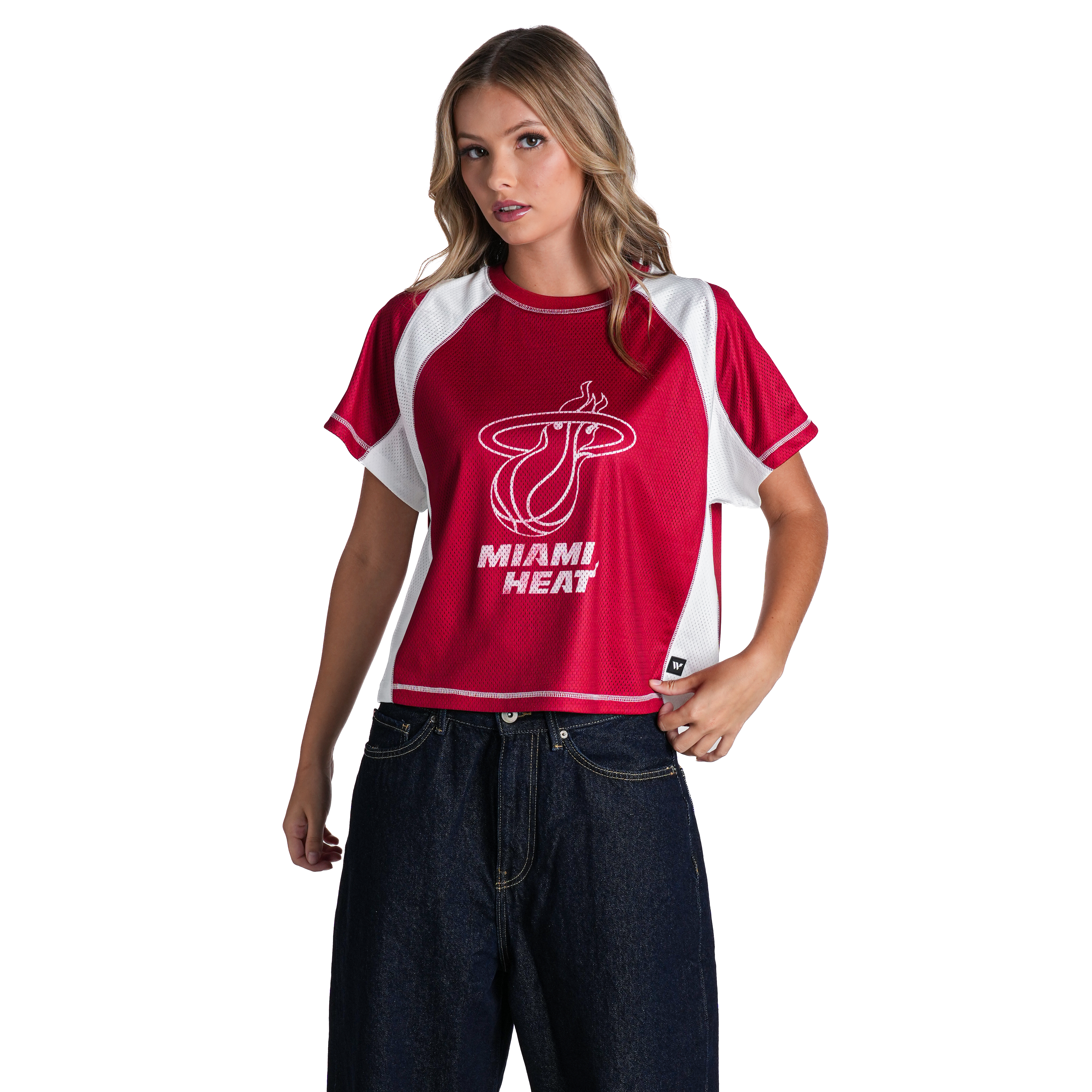 Women's The Wild Collective  Red Miami Heat Contrast Mesh Raglan Top